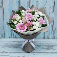 Букет цветов из:  Герберы, Альстромерии и Хризантемы в Красногорском Алтайского края