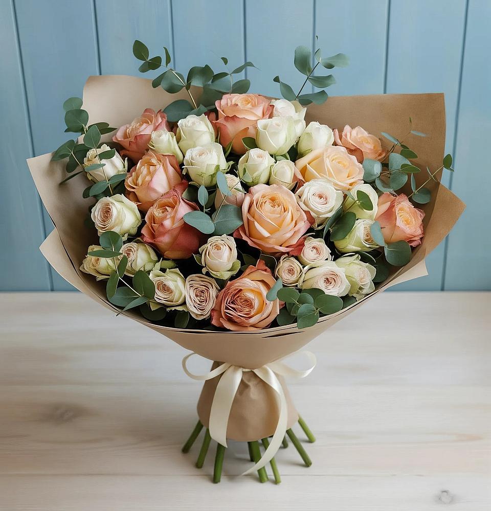 Букет цветов из: Альстромерии и Розы в Красногорском Алтайского края