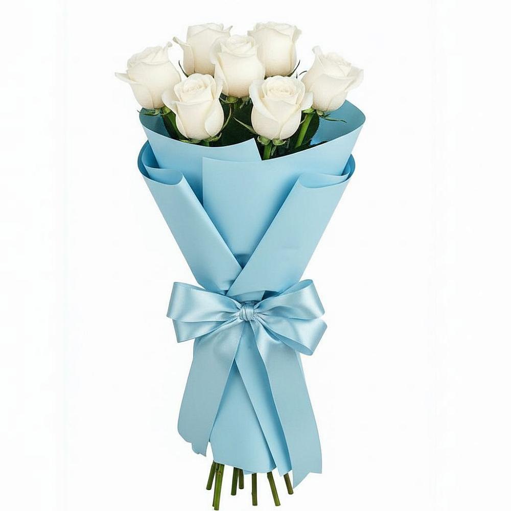 Букет 7 белых роз Проуд в Красногорском Алтайского края