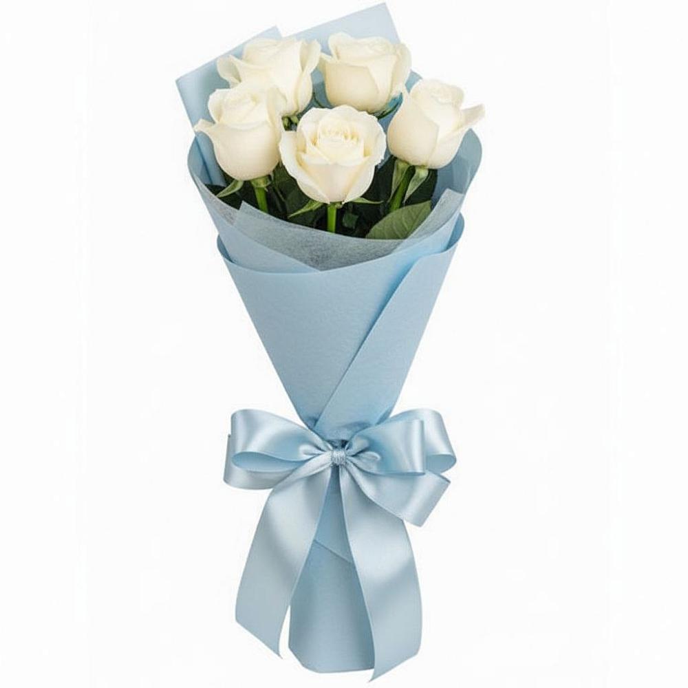Букет 5 Белых роз Проуд в Красногорском Алтайского края