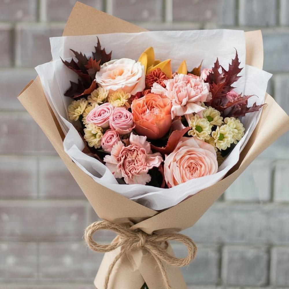 Букет цветов из: Гвоздики, Хризантемы и Розы в Красногорском Алтайского края