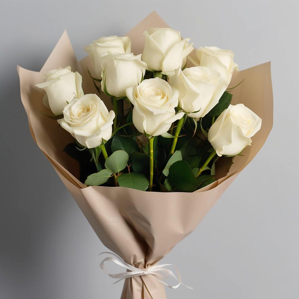 Букет 9 Белых роз Эдлесс Лав в Красногорском Алтайского края