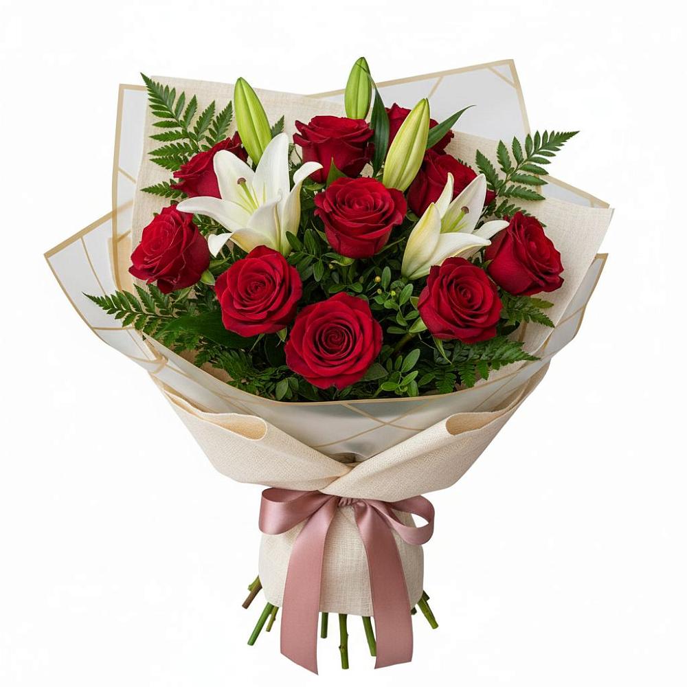 Букет цветов из: Лилии и Розы в Красногорском Алтайского края