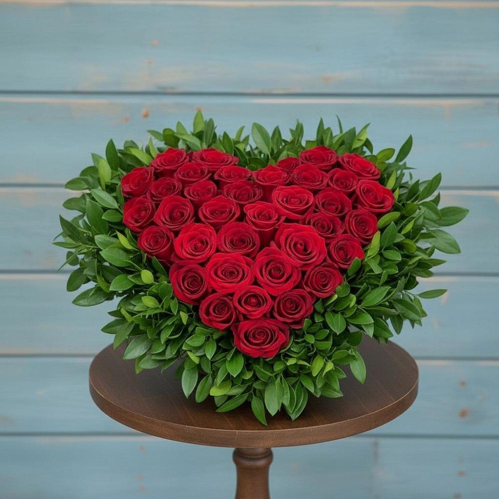 Цветочная композиция из Розы в виде сердца в Красногорском Алтайского края