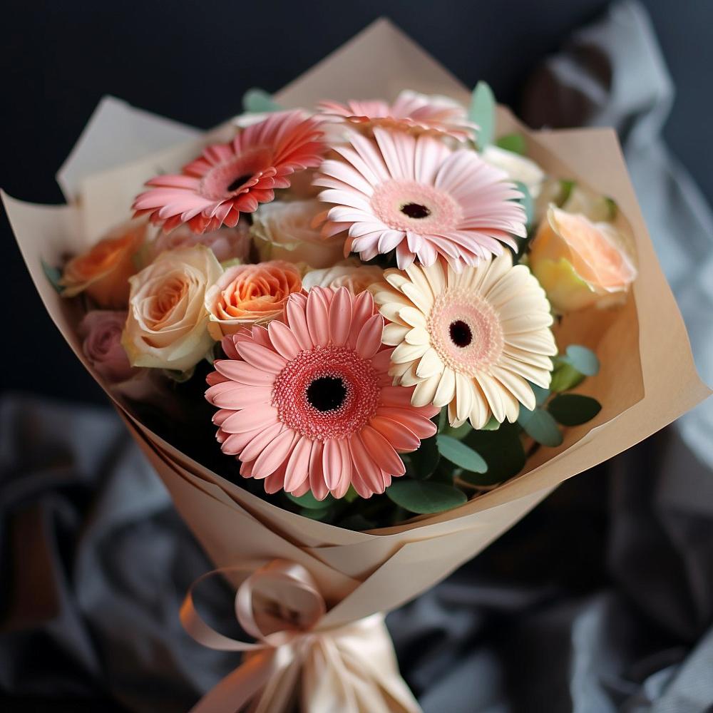 Букет цветов из: Герберы и Розы в Красногорском Алтайского края