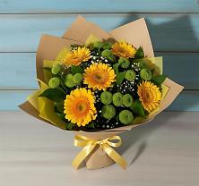 Букет цветов из:  Герберы и Хризантемы в Красногорском Алтайского края