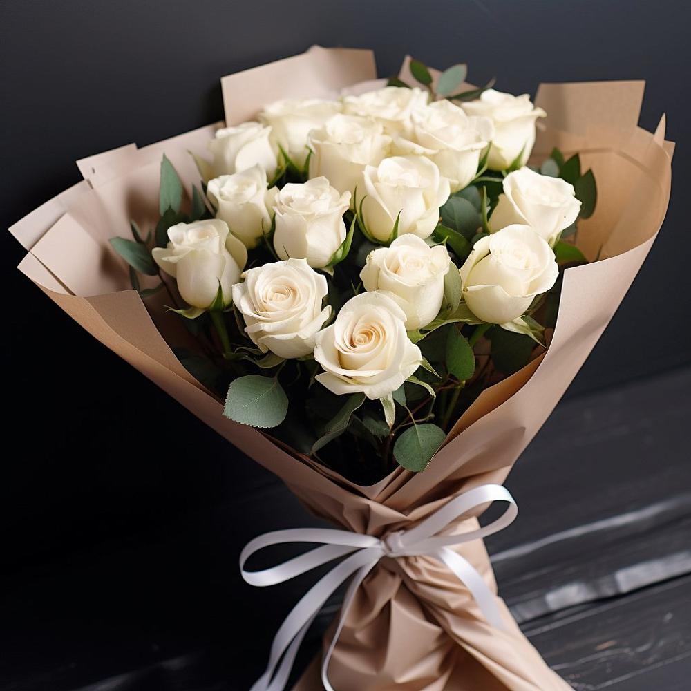 Букет 15 Белых роз в Красногорском Алтайского края