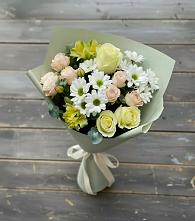 Букет цветов из:  Альстромерии, Розы и Хризантемы в Красногорском Алтайского края
