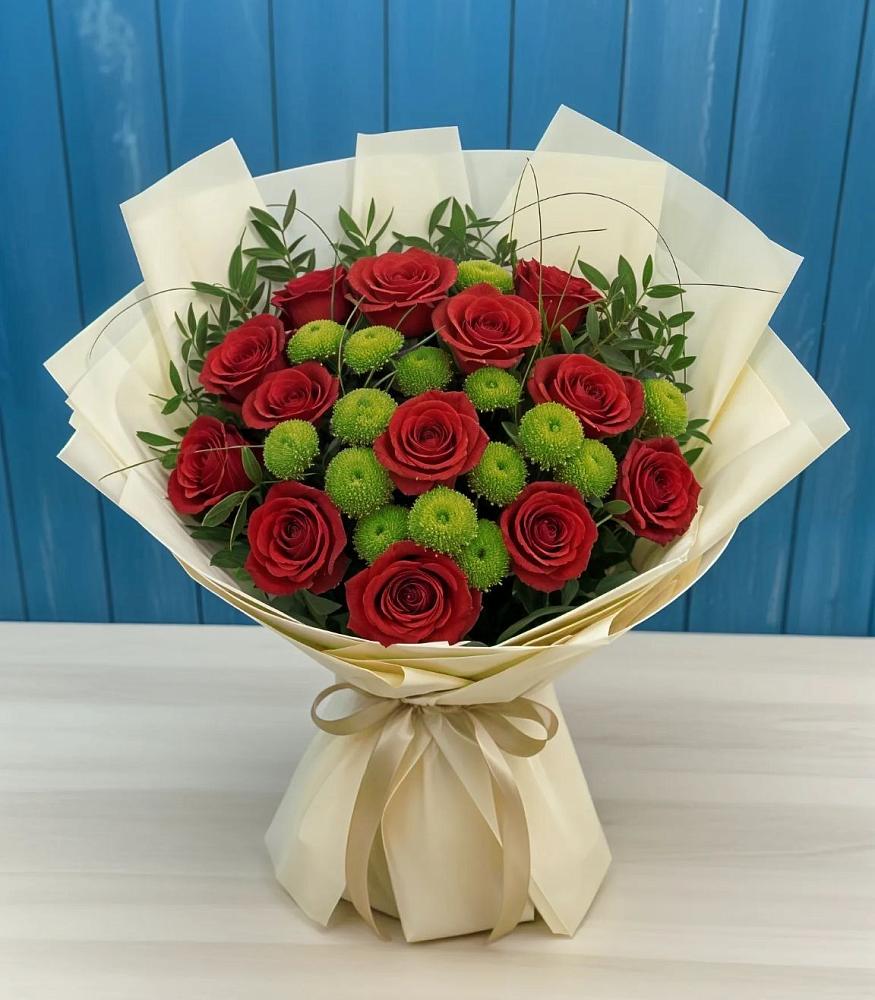 Букет цветов из: Розы и Хризантемы в Красногорском Алтайского края